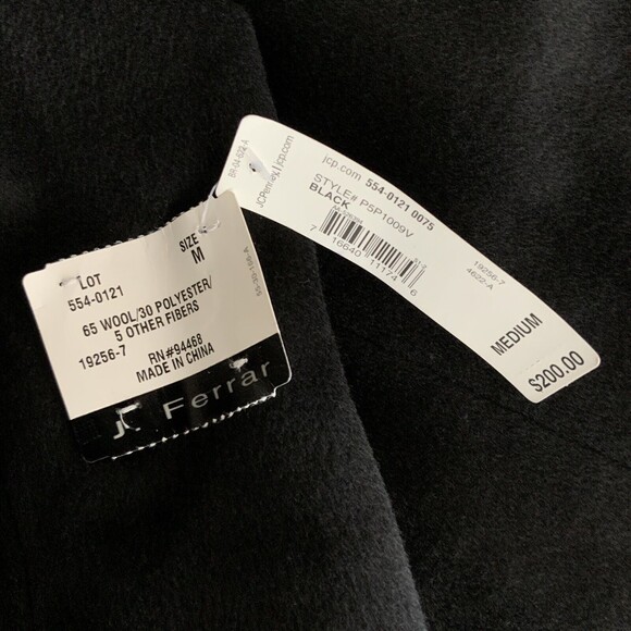 J. Ferrar Jacket Men Size M Black Long Sleeve Wool Blend Button Front - Picture 11 of 16